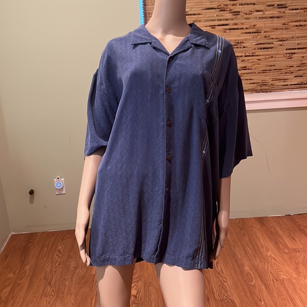Tommy Bahama Silk Embroidered Button Down Shirt Size XXL - Picture 4 of 10